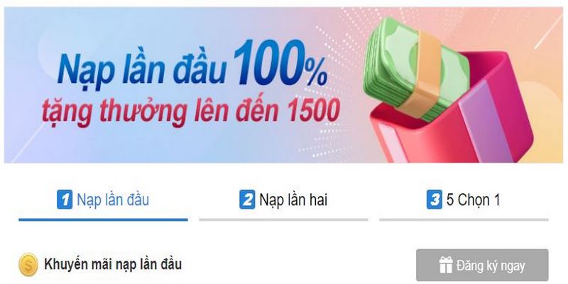 Chương trình ưu đãi giá trị 100% cho lần nạp đầu tiên của Kubet